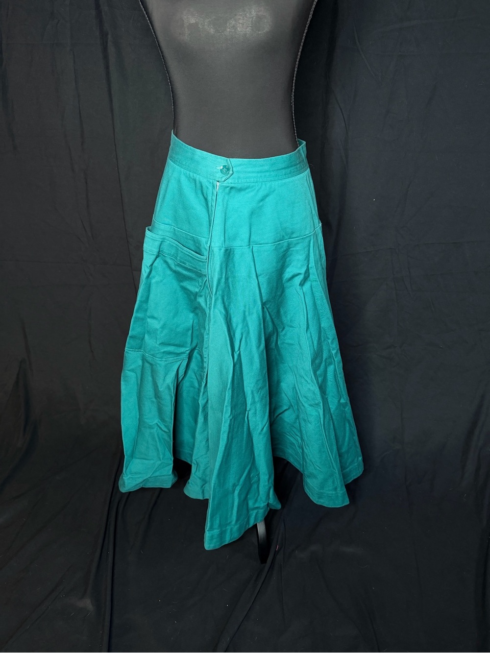 Vintage J. Peterman Teal Circle Skirt with Pockets